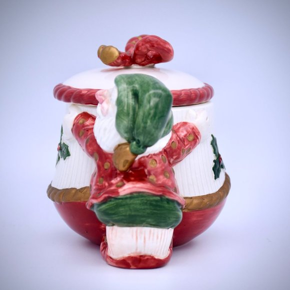 Fitz & Floyd Vintage Old World Elf Creamer Sugar Bowl Set Earthenware Christmas - Picture 13 of 16